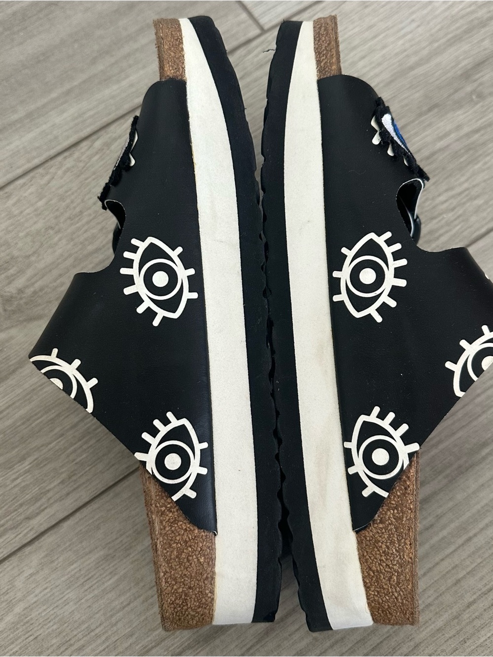 Papillio by Birkenstock Arizona Eye Graphic Slide Sandal Black/White - Picture 5 of 16